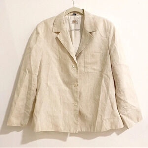 Talbots Petite Irish Linen Striped Beige Blazer
